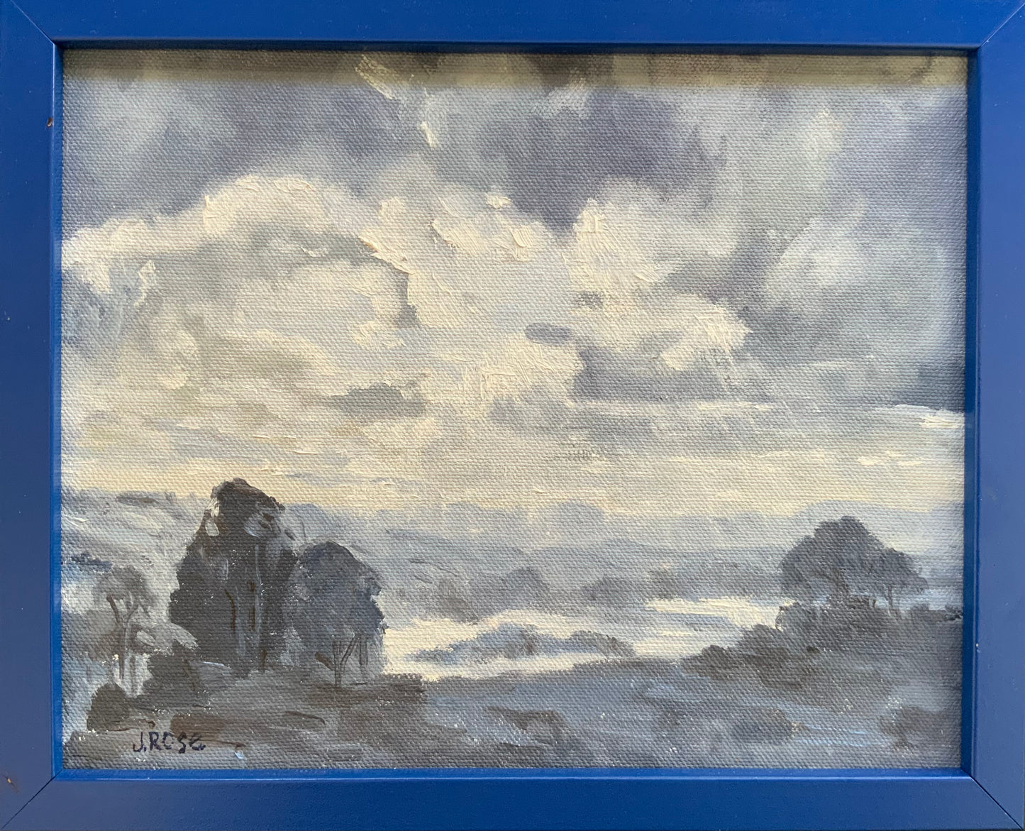 Cloud landscape tonal study| Oil painting | Impressionist | JudithRoseArt | collector | Australian Artist