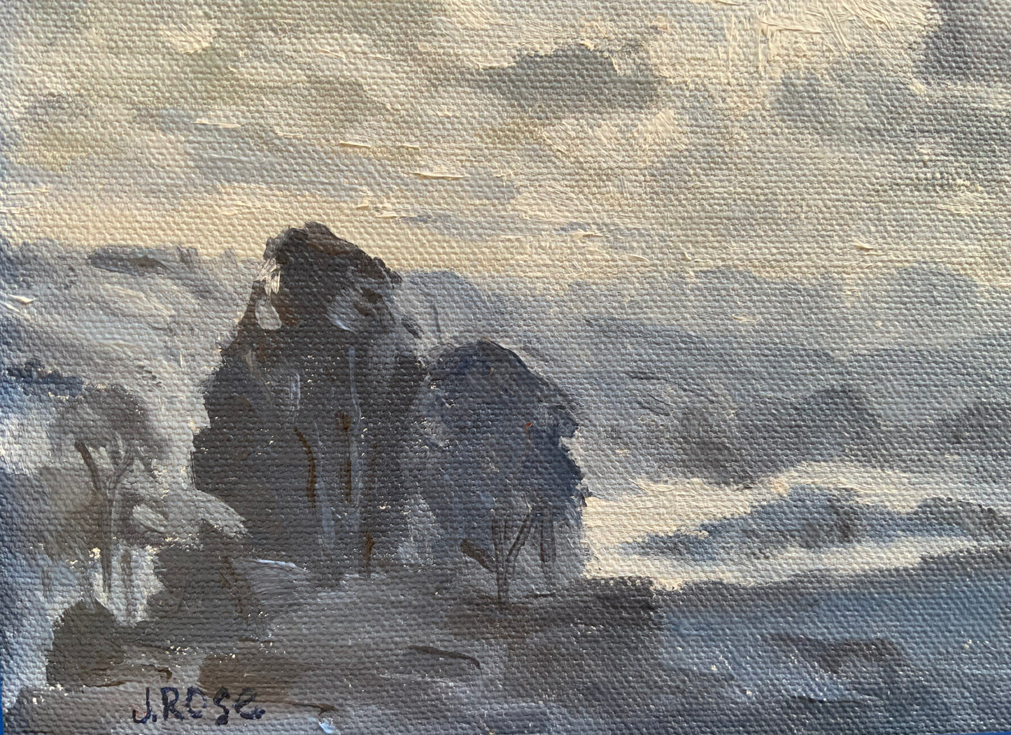 Cloud landscape tonal study| Oil painting | Impressionist | JudithRoseArt | collector | Australian Artist