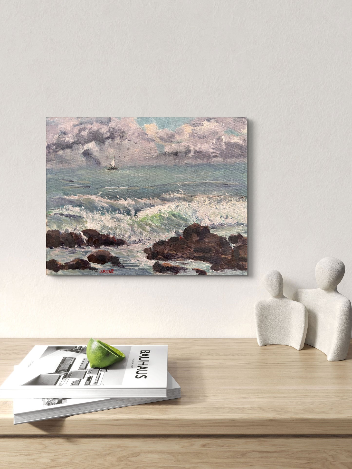 Briner Beach Mooloolaba Storm | Oil painting | Impressionist | JudithRoseArt | collector | Australian Artist
