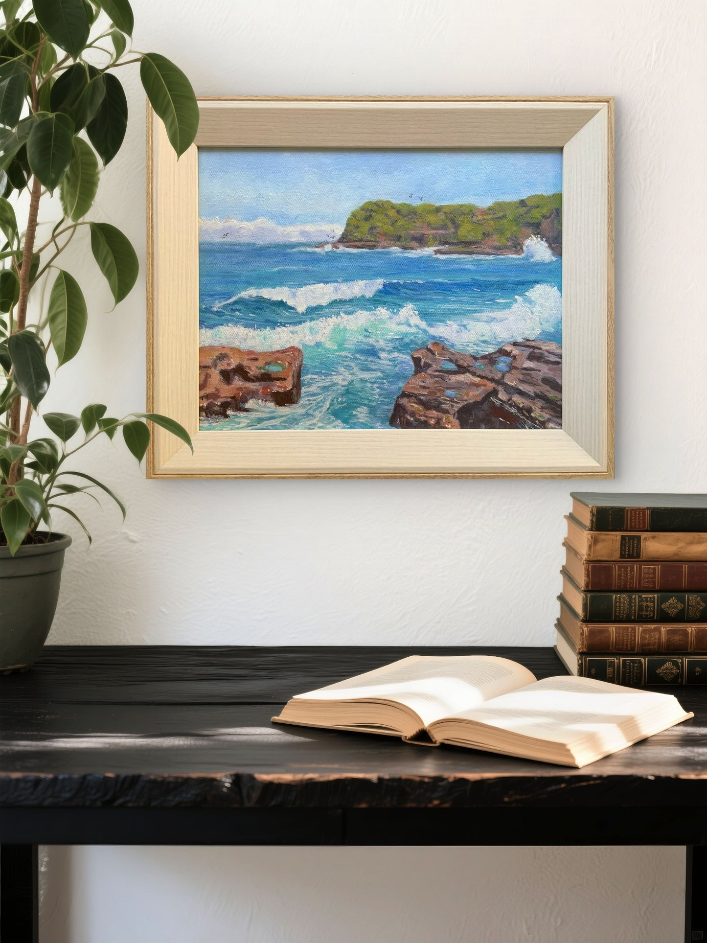 Beach Rocks|Frazer Beach NSW Coastal| Oil painting | Impressionist | JudithRoseArt | collector |Australian Artist