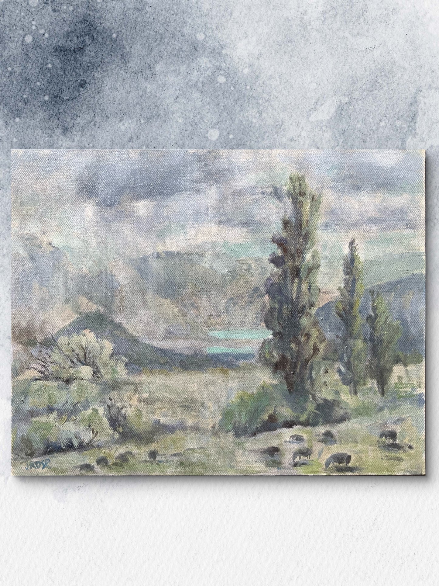 Rain over the mountain range| Tonal Study| Oil painting | Impressionist | JudithRoseArt | collector