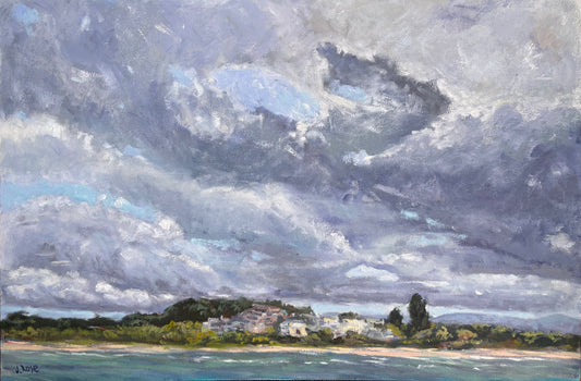 Afternoon clouds gather over Coffs Harbour| Oil painting | Impressionist | JudithRoseArt | collector |Australian Artist