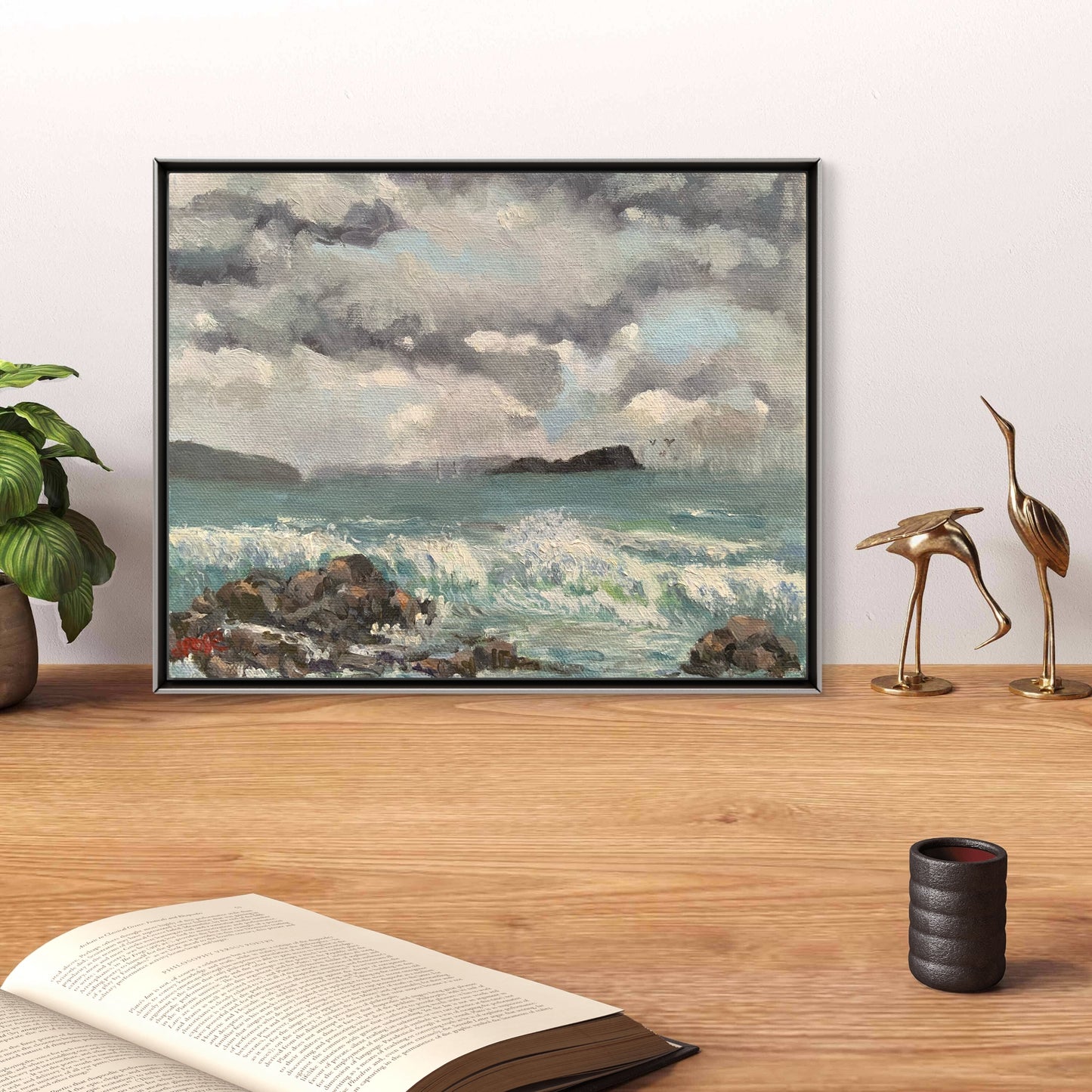 Storm over Mudjimba Island| Oil painting | Impressionist | JudithRoseArt | collector | Australian Artist