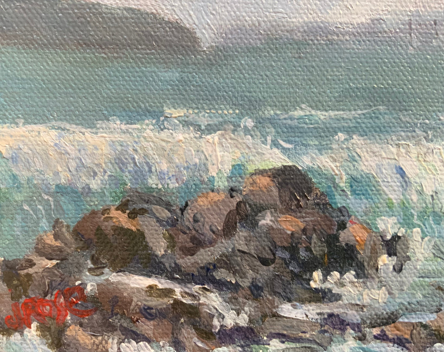 Storm over Mudjimba Island| Oil painting | Impressionist | JudithRoseArt | collector | Australian Artist