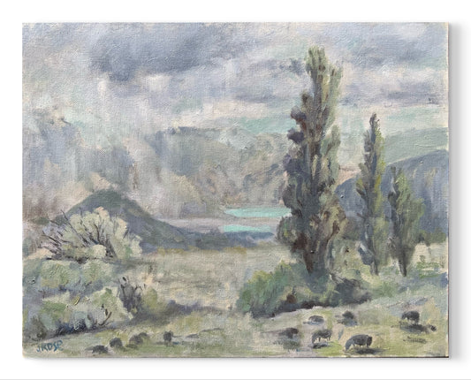 Rain over the mountain range| Tonal Study| Oil painting | Impressionist | JudithRoseArt | collector