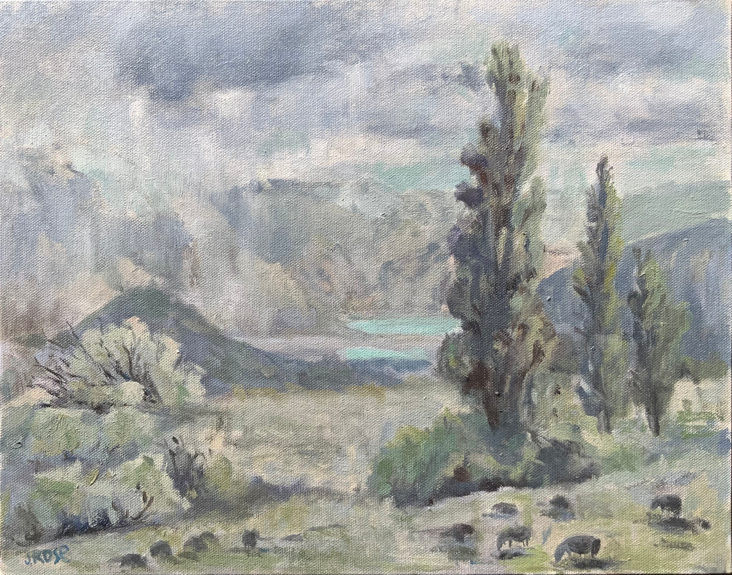 Rain over the mountain range| Tonal Study| Oil painting | Impressionist | JudithRoseArt | collector