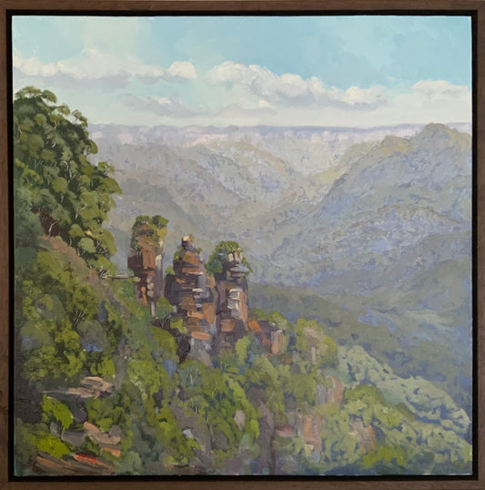 The 3 Sisters|Iconic Blue MountainsLandscape| Oil painting | Impressionist | JudithRoseArt | collector | Australian Artist