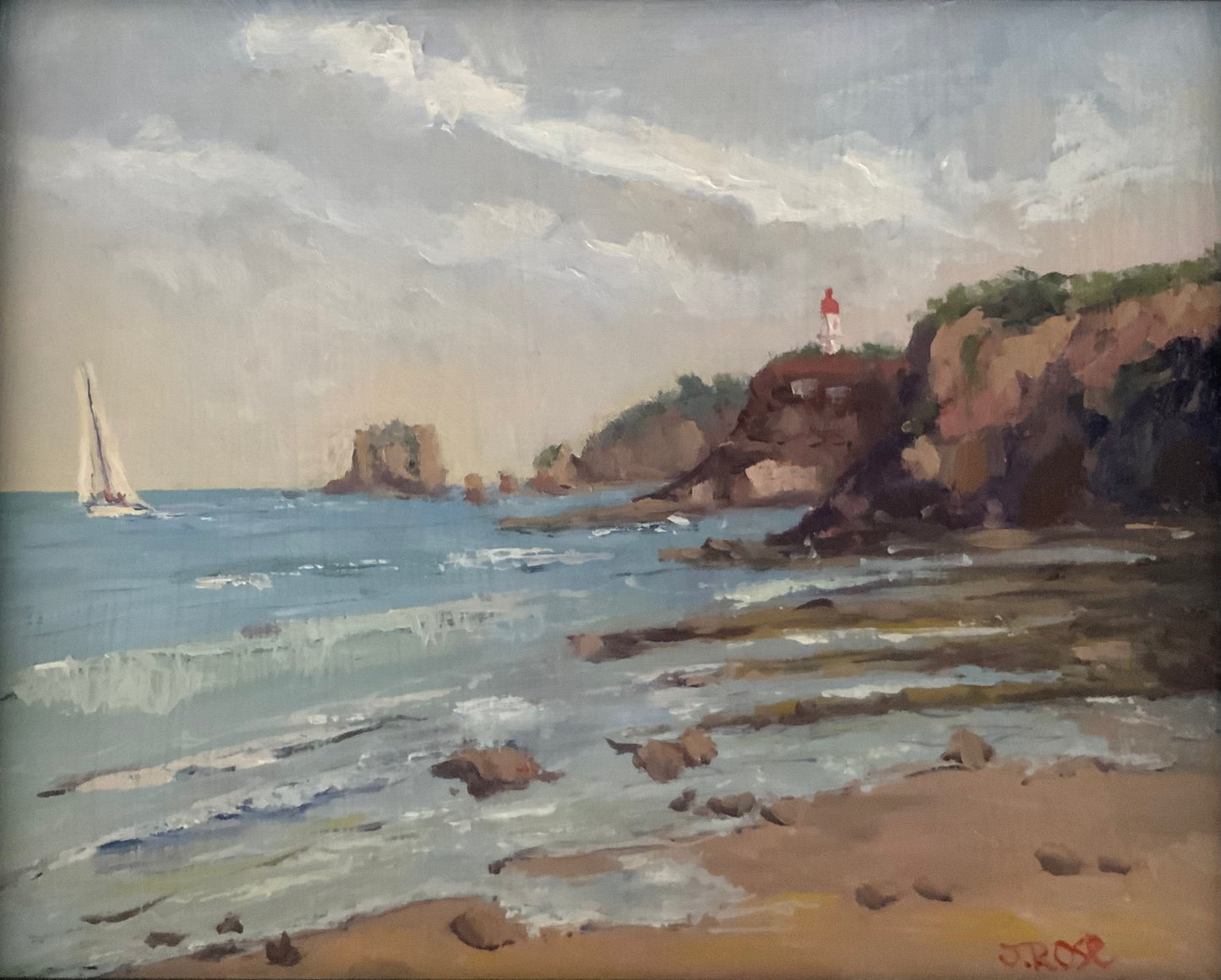 Splitrock Lighthouse Airley's Inlet | Oil painting | Impressionist | JudithRoseArt | collector | Australian Artist
