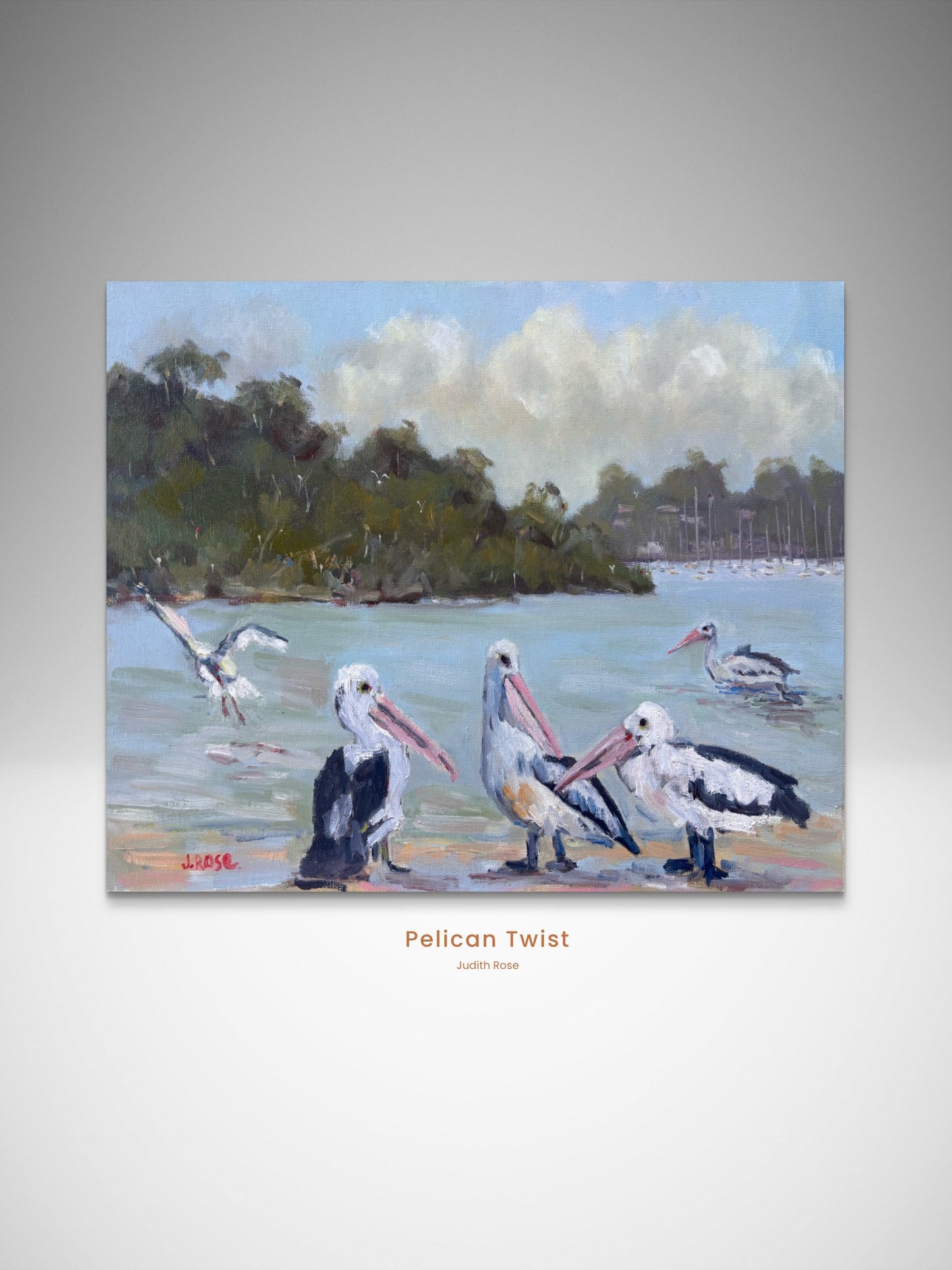 Pelican Twist | Impressionist Oil Painting | Judith Rose Art